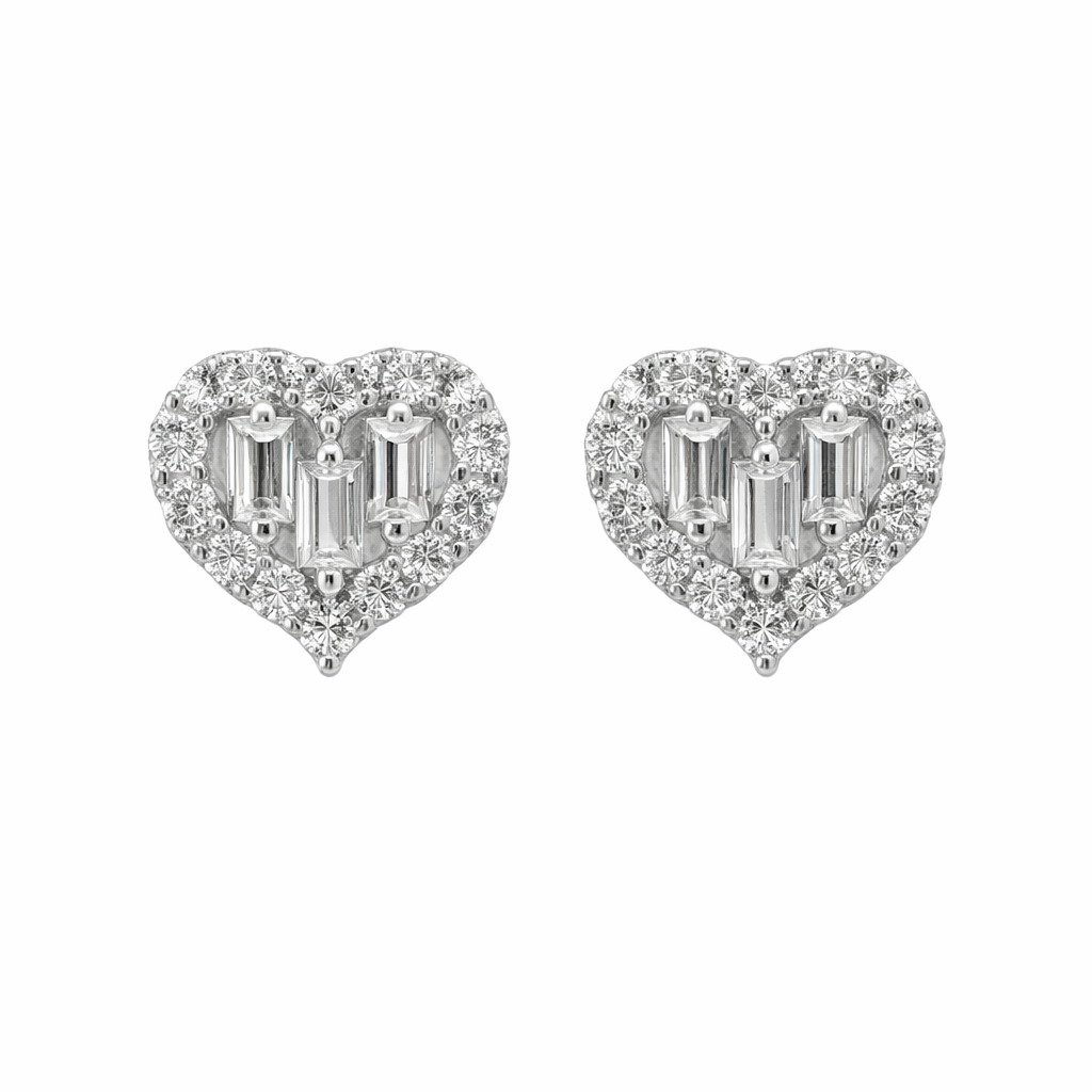 Sterling Silver 2.13 CTW Moissanite Heart Post Earrings