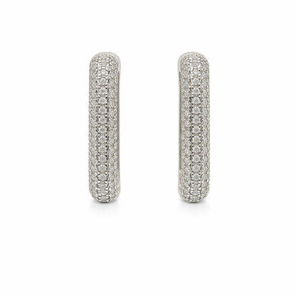 Sterling Silver 1.08 CTW Moissanite Pave Small Square Hoops