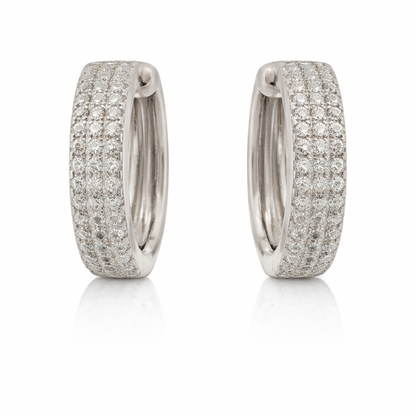 Sterling Silver 0.99 CTW Moissanite Pave Small Huggie Hoop Earrings