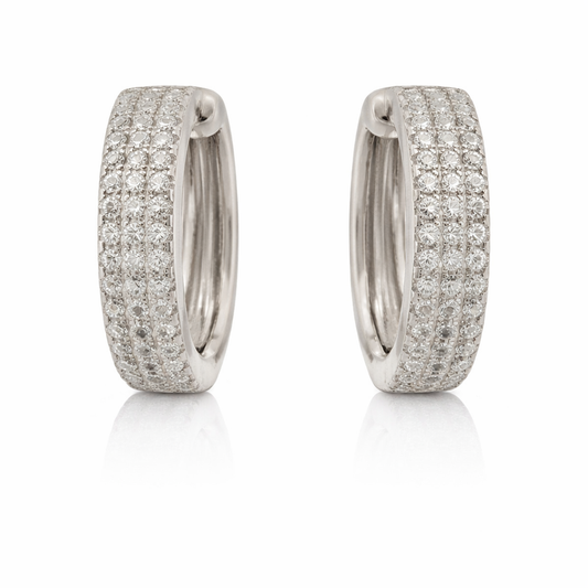Sterling Silver 0.99 CTW Moissanite Pave Small Huggie Hoop Earrings