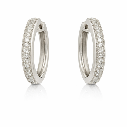 Sterling Silver 0.97 CTW Moissanite Pave Small Huggie Hoop Earrings