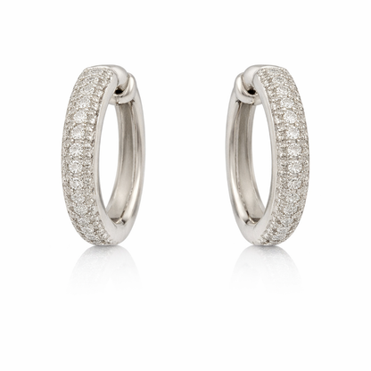 Sterling Silver 0.97 CTW Moissanite Pave Small Huggie Hoop Earrings