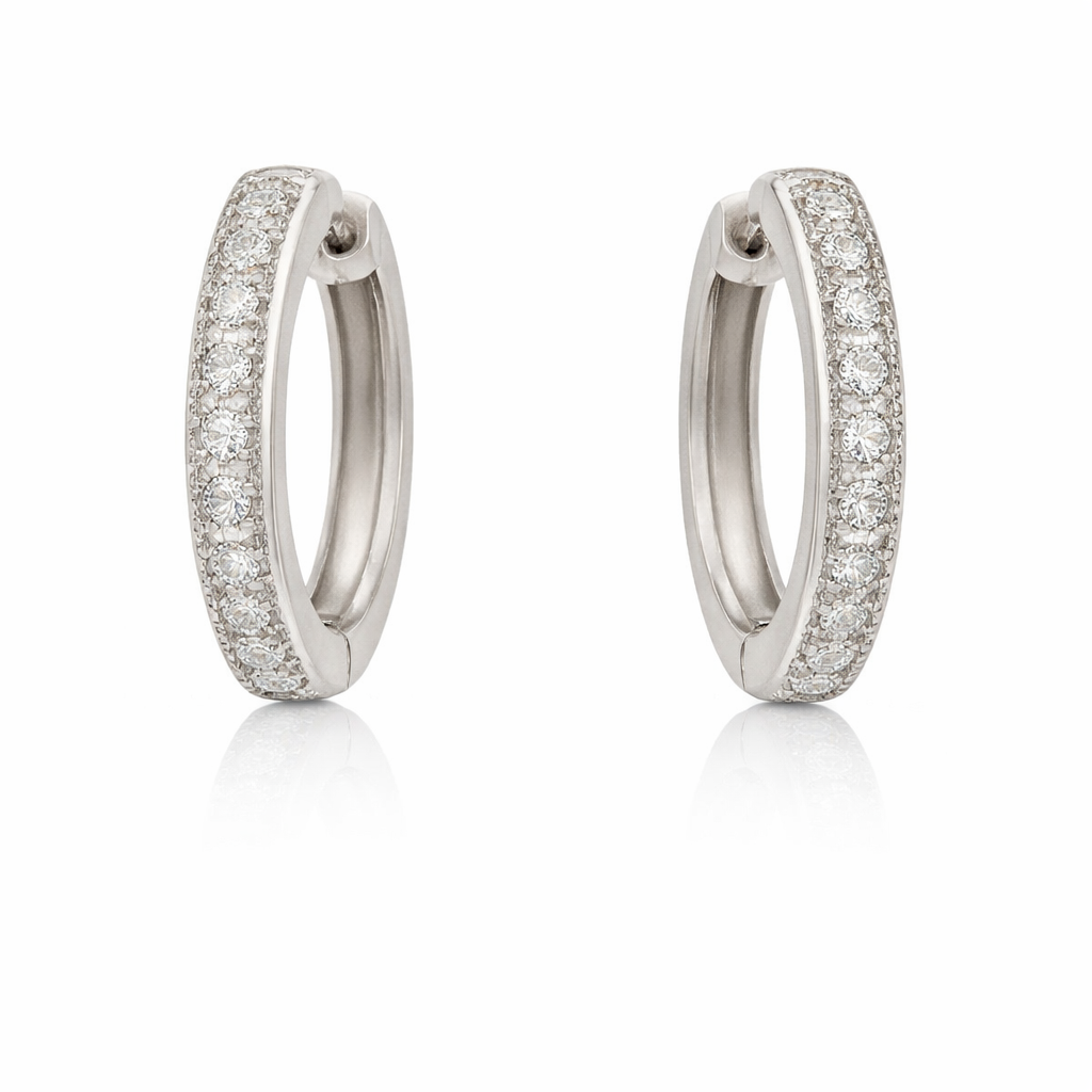 Sterling Silver 0.31 CTW Moissanite Small Huggie Hoop Earrings
