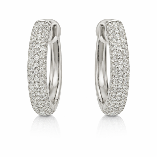 Sterling Silver 0.38 CTW Moissanite Pave Small Huggie Hoop Earrings