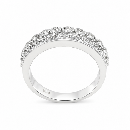 Sterling Silver Moissanite Pave Men's Band