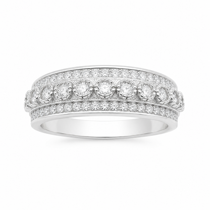 Sterling Silver Moissanite Pave Men's Band