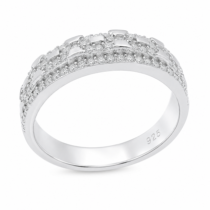 Sterling Silver Moissanite Pave Men's Band