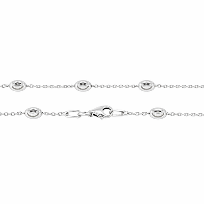 Italian 925 Sterling Silver "Oval Moon" Chain, Sterling Silver Diamond Cut Beaded Necklace, Dainty Stackable Chains