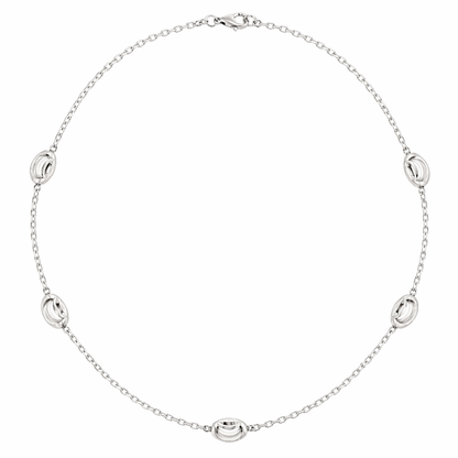 Italian 925 Sterling Silver "Oval Moon" Chain, Sterling Silver Diamond Cut Beaded Necklace, Dainty Stackable Chains