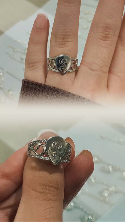 Sterling Silver Carolina Tear Drop Shape Engravable Ring