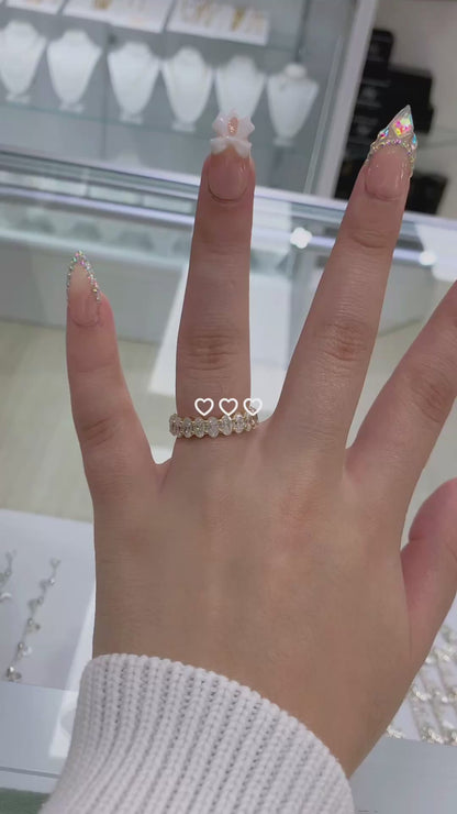 Sterling Silver 5mm Oval Moissanite Eternity Band