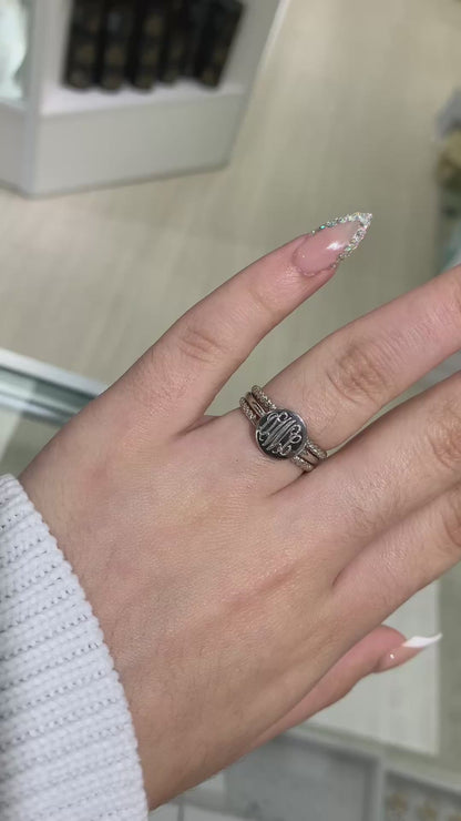 Engravable Sterling Silver Rope Jacket Stackable Ring