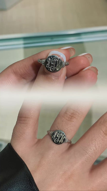 Sterling Silver Engravable Plain Ring W/ Rope Band