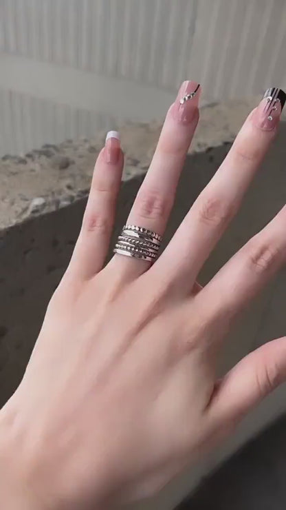 Sterling Silver Stackable Ring Set – 6 Band Stack Ring Set for Women