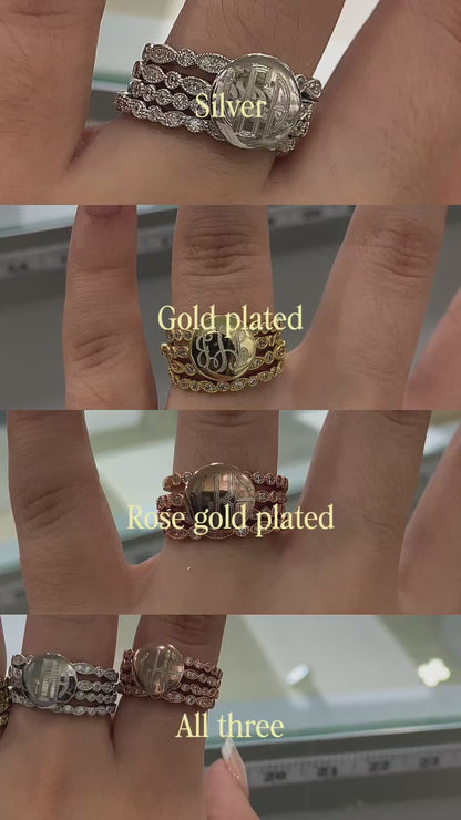 Sterling Silver Engravable Felicity Stackable 4 Ring Set