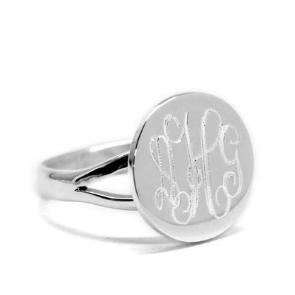 Small Round German Silver Engravable Ring - Allyanna GiftsMONOGRAM + ENGRAVING
