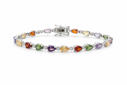 Sterlinlored Pear Shape CZ Tennis Bracelet (7")g Silver Co