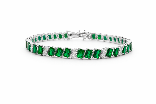 Sterling Silver Colored CZ Radiant Cut Tennis Bracelet (7.25")