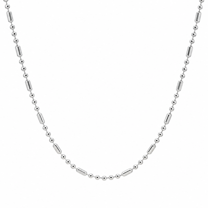 Sterling Silver Diamond Cut Alternating 1mm Round & Bar Beaded Pattern Chain