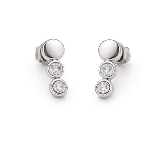 Sterling Silver Bubble Graduated CZ Post Earrings
