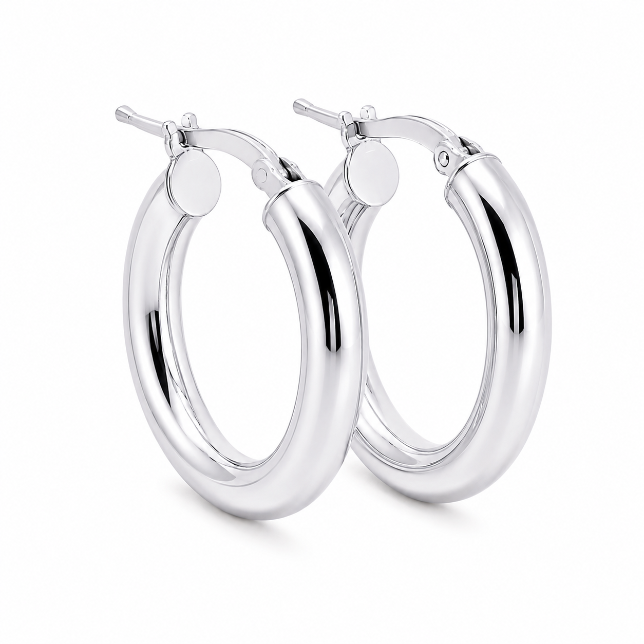 Sterling Silver 4mm Thick 22mm Round Hoop Earrings