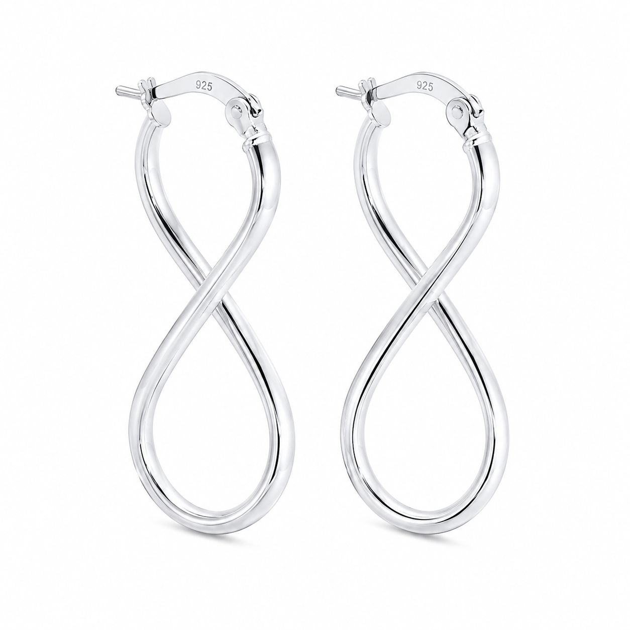 Sterling Silver Polished Infinity Hoop Earrings