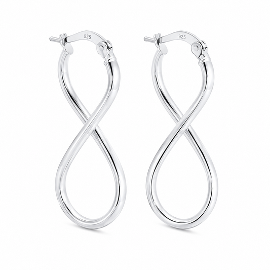 Sterling Silver Polished Infinity Hoop Earrings