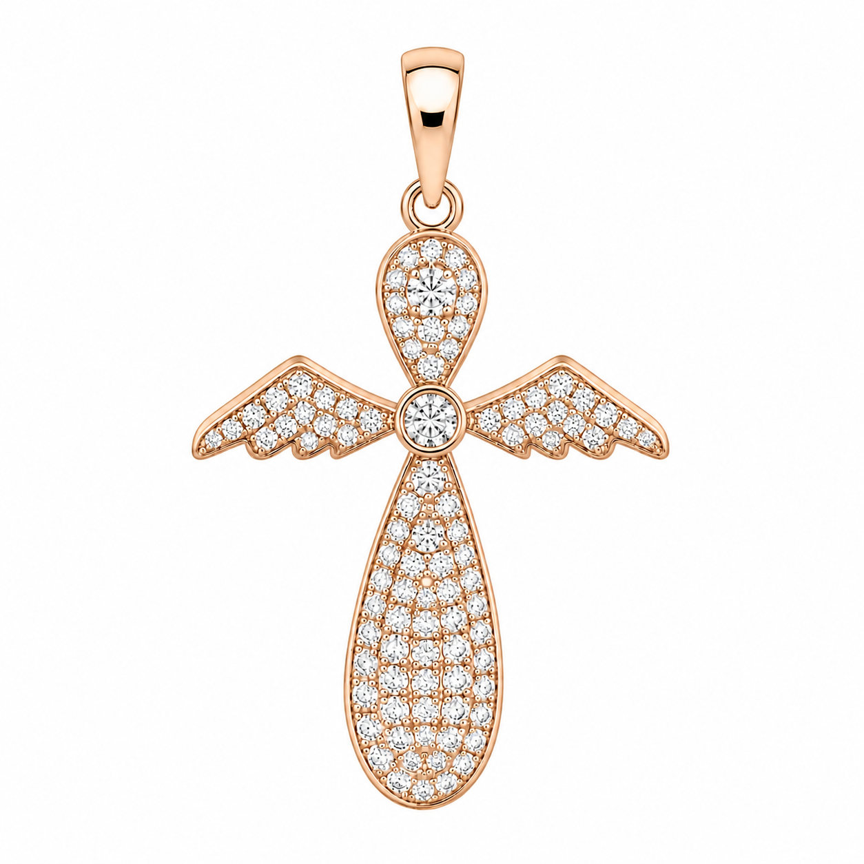 Sterling Silver Angel Cross Pendant (3 Colors)