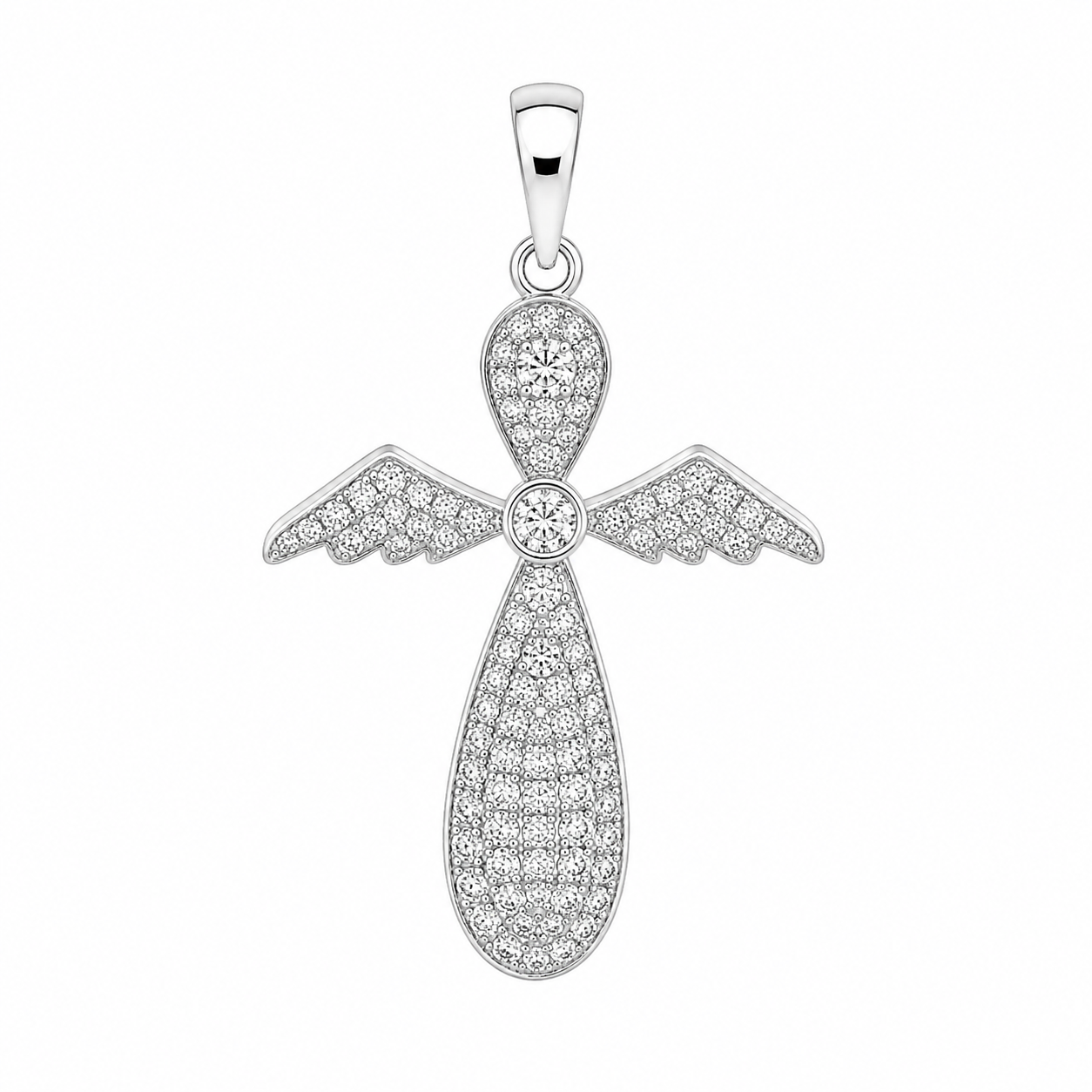 Sterling Silver Angel Cross Pendant (3 Colors)
