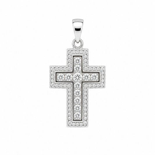 Sterling Silver CZ Cross Pendant