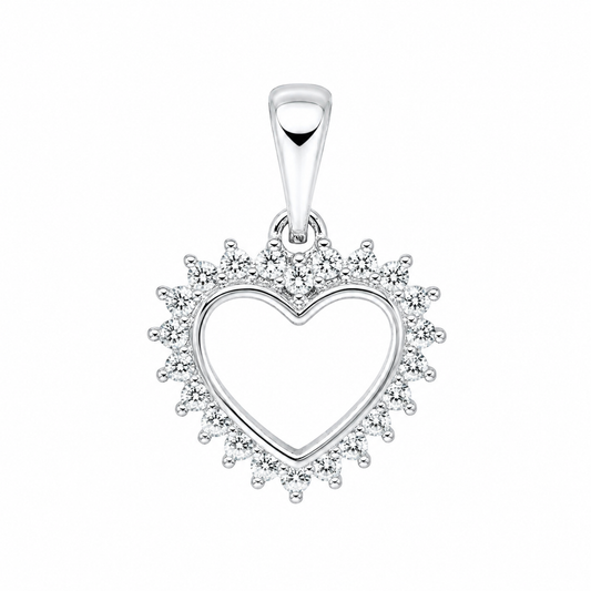 Sterling Silver CZ Open Heart Pendant