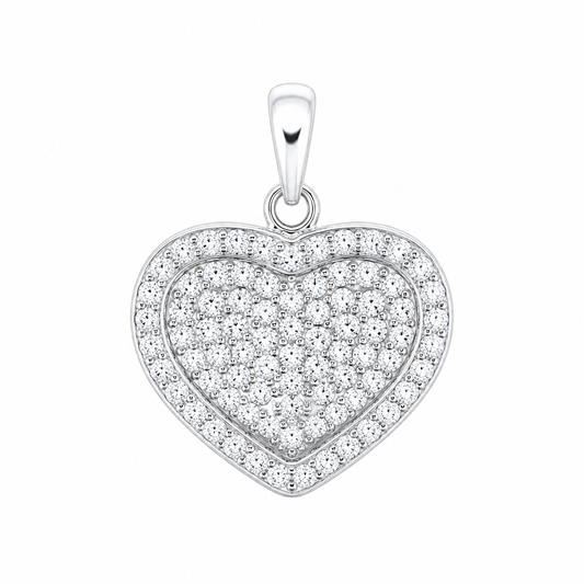 Sterling Silver CZ Pave Heart Pendant