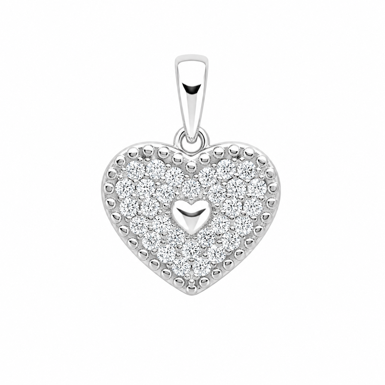Sterling Silver CZ Pave Heart Pendant