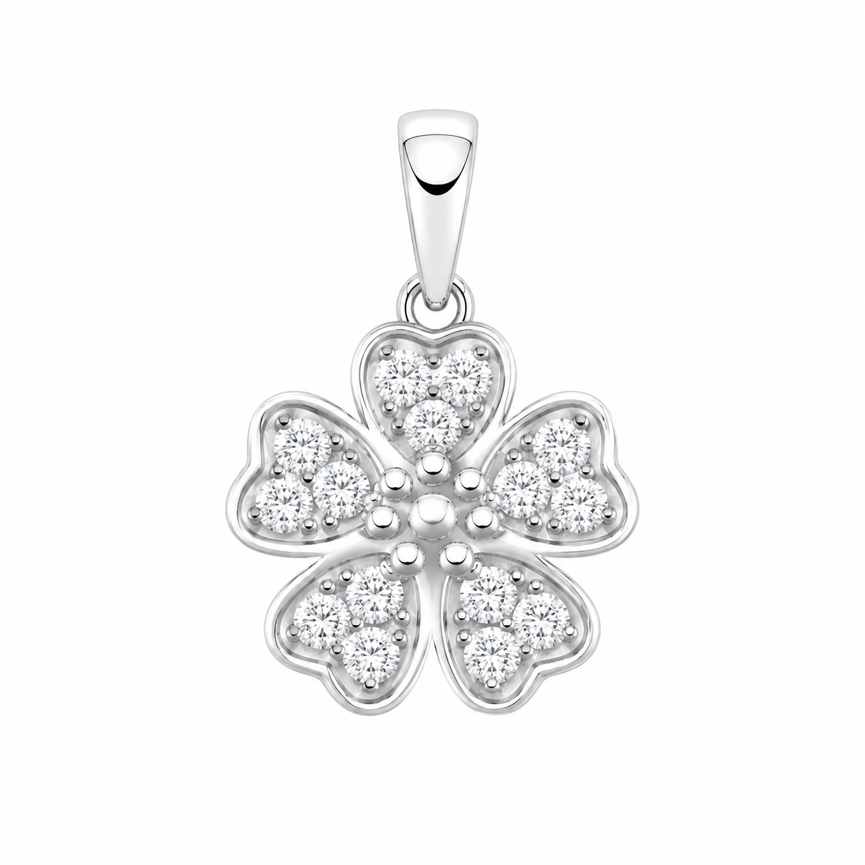 Sterling Silver CZ Flower Pendant