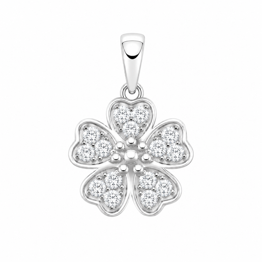 Sterling Silver CZ Flower Pendant