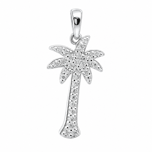 Sterling Silver CZ Palm Tree Pendant