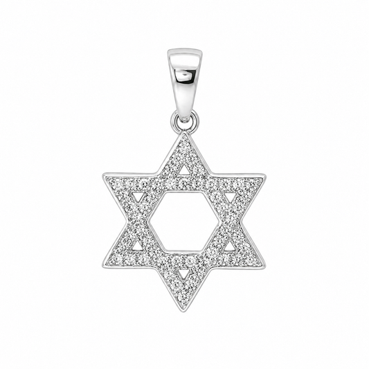 Sterling Silver CZ Star Of David Pendant