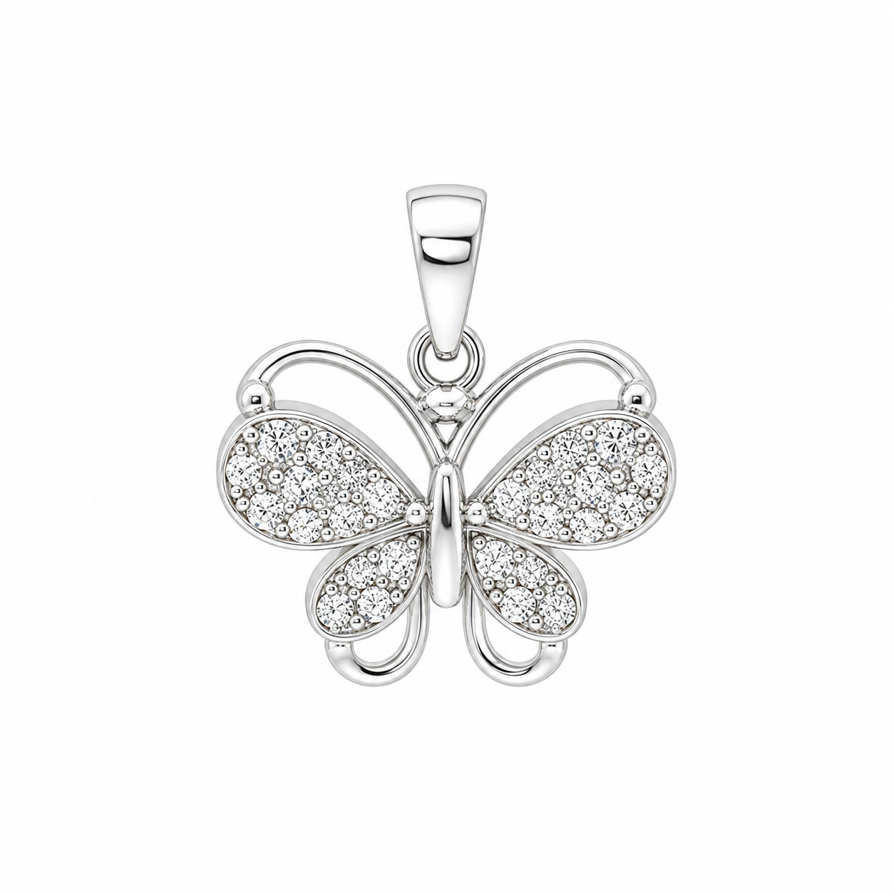 Sterling Silver CZ Butterfly Pendant