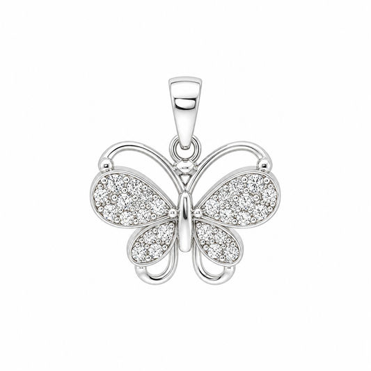Sterling Silver CZ Butterfly Pendant