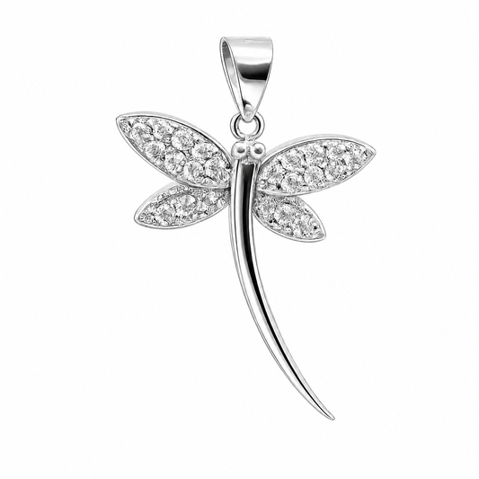Sterling Silver CZ Dragonfly Pendant