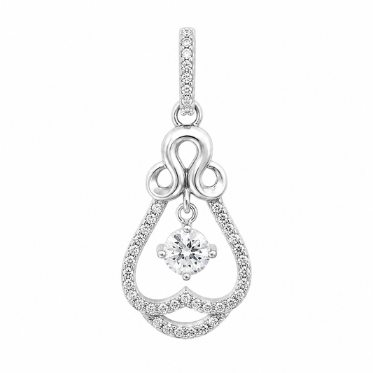 Sterling Silver Dangling CZ Heart/Pear Shape Pendant