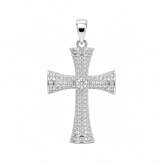Sterling Silver CZ Pave Cross Pendant