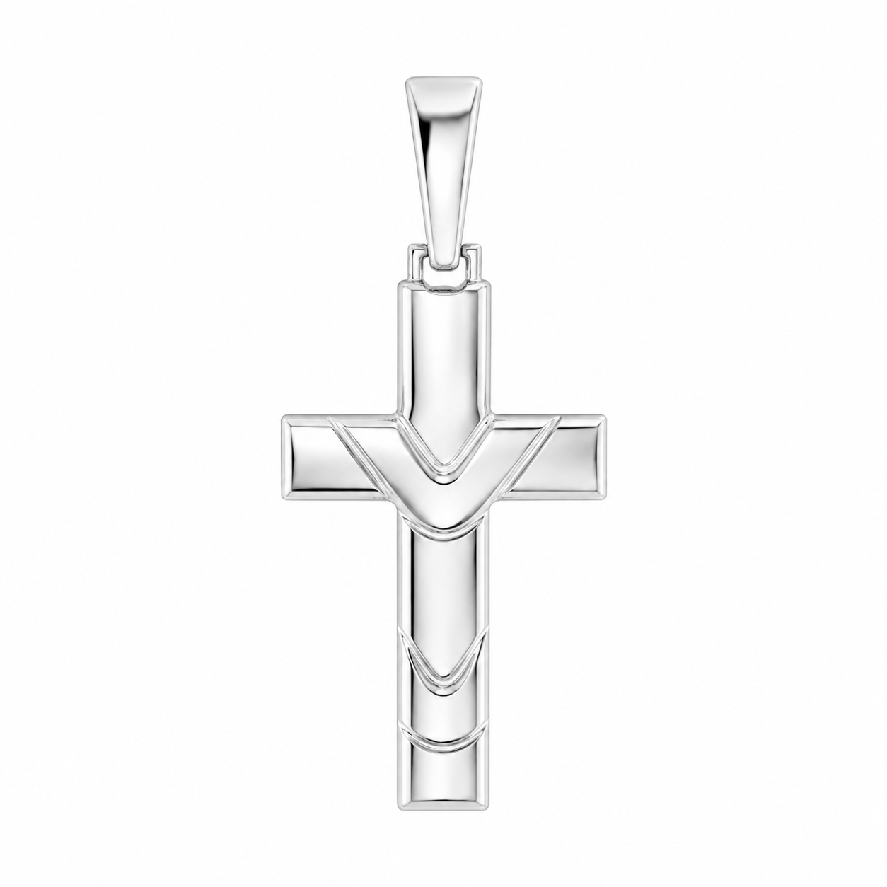Sterling Silver High Polished Draped Cross Pendant
