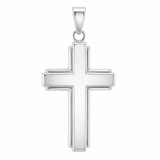 Sterling Silver High Polished Large Cross Pendant