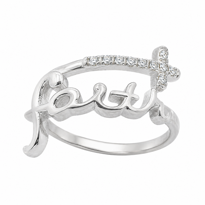 Sterling Silver CZ Cross Faith Ring