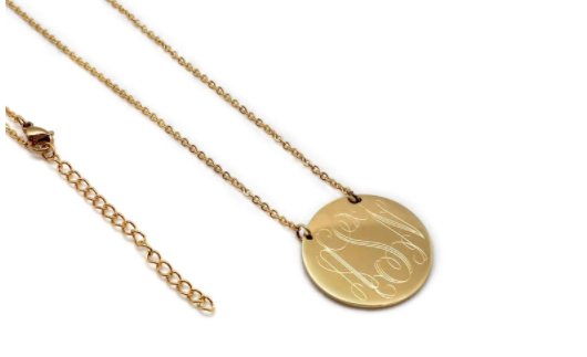 Sterling Silver 20mm Engravable Round Necklace - Allyanna GiftsMONOGRAM + ENGRAVING