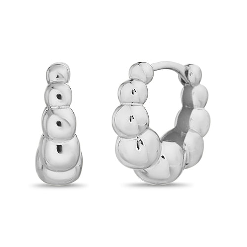 Sterling Silver Beaded Huggie Earrings - Allyanna Gifts
