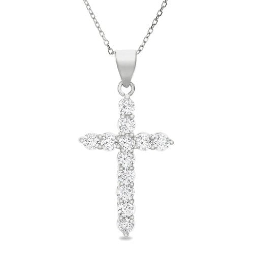 Sterling Silver CZ Cross Necklace - Allyanna Gifts