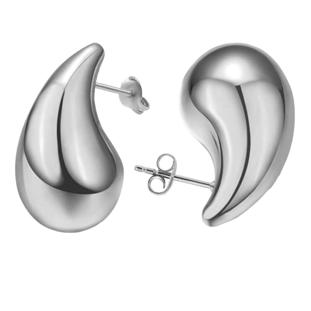 Sterling Silver Puffed Teardrop Earrings - Allyanna Gifts