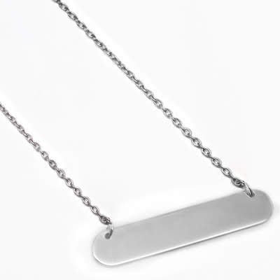 Sterling Silver Small Bar Necklace 35mm x 7mm - Allyanna Gifts